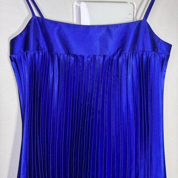 Jessica Mcclintock for Gunne Sax Blue Pleated Bubble Mini Dress Size 5 - Picture 4 of 10